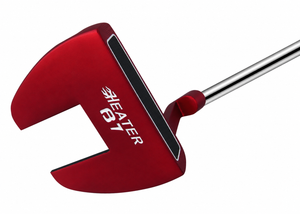 Heater B7 red mallet putter sole with the Heater B7 logo