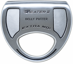 Heater III Belly putter sole in silver with Heater III Belly Putter and Extra MOI markings