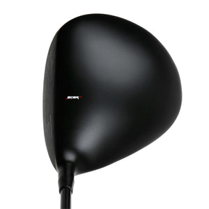 Acer XDS driver crown viewed from above at address, a plain matte black head with a small alignment mark