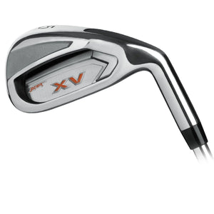 Acer XV iron head, back view, showing the polished cavity back with the XV badge and perimeter weighting.