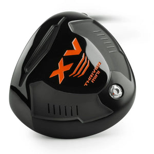 Acer XV Thriver Mini seen from the side, showing the black crown, silver sole rails and orange XV logo