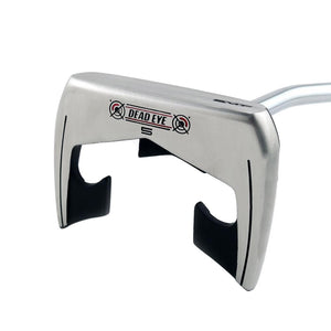 Sole of the SMT Dead Eye 5 winged mallet putter with Dead Eye logo
