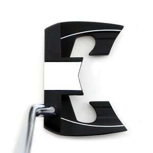 SMT Dead Eye 5 mallet putter seen from above at address with black and white alignment block