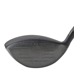 DTG Felon Offset Anti-Slice non-conforming driver head, face view, showing the face with horizontal scoring lines.