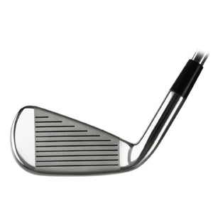 Dynacraft driving iron head, face view, showing the chrome face with full-length scoring lines.