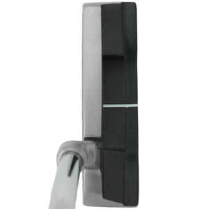 Inazone SCX blade putter head in gray viewed from above at address, showing the single sight line