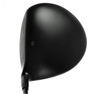 Juggernaut Draw driver crown viewed from above at address, a plain matte black head with a small alignment mark
