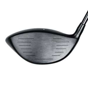 Juggernaut Max driver shown face-on, with a dark grooved hitting face and deep profile