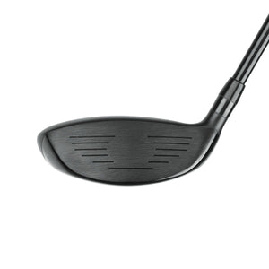 Juggernaut titanium fairway wood shown face-on, with a black grooved hitting face and shallow profile