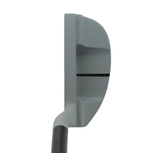 Inazone Mid Mallet putter head in gray viewed from above at address, showing the black sight line