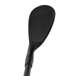 SMT Durometer 2.0 wedge head in Tour Black PVD, upright face view, showing the full grooved black face from heel to toe.