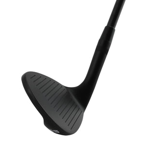 SMT Durometer 2.0 wedge head in Tour Black PVD, toe view, showing the blade profile and sole grind from the toe side.