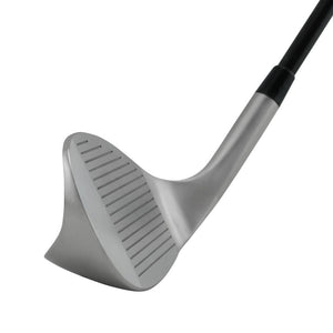 SMT Durometer Wide Glide wedge head in satin finish, toe view, showing the wide sole and blade profile from the toe side.