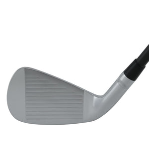 SMT MB-3 forged blade iron clubhead shown face-on at address, with a chrome finish and a grooved hitting face