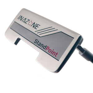 Sole of the Inazone StandPoint stand-alone putter with its flat base and Inazone branding