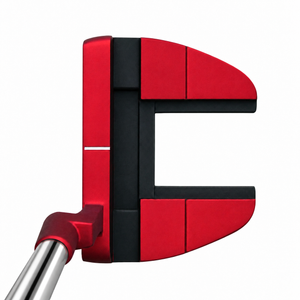 Heater B7 winged mallet putter from above with straight shaft, black sight lines and plumber's neck hosel