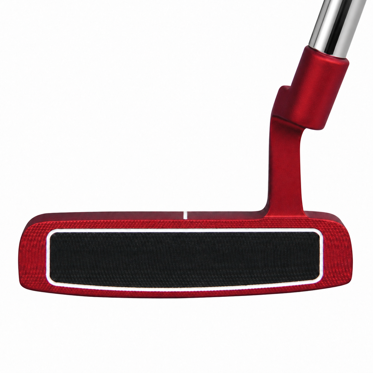 Heater B7 mallet putter face with black milled insert, plumber's neck hosel and straight shaft