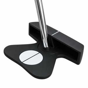 Heater Hi-9 ZT zero torque mallet putter from behind at an angle, showing the white alignment circle and center-mounted shaft