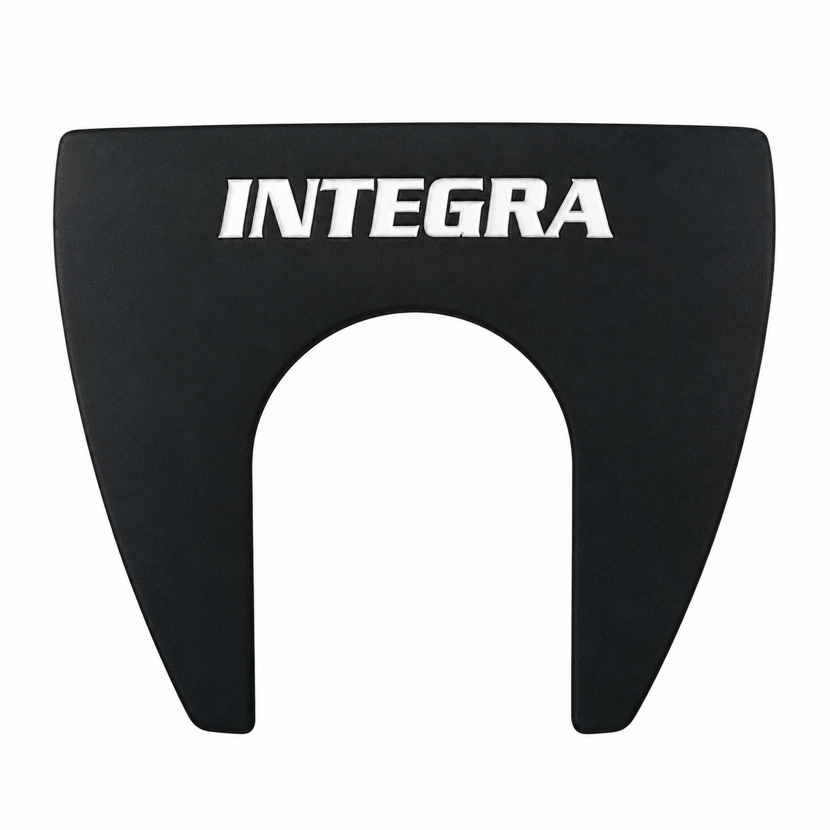 Integra center shaft dual fang putter sole in matte black with the Integra logo