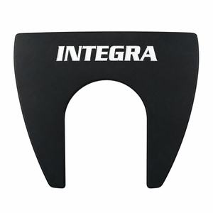 Integra center shaft dual fang putter sole in matte black with the Integra logo