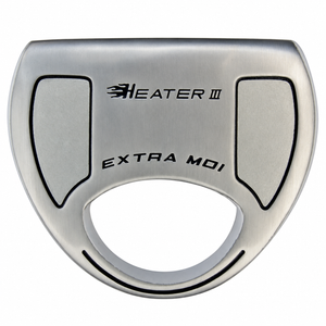 Heater III putter sole in silver with Heater III and Extra MOI markings