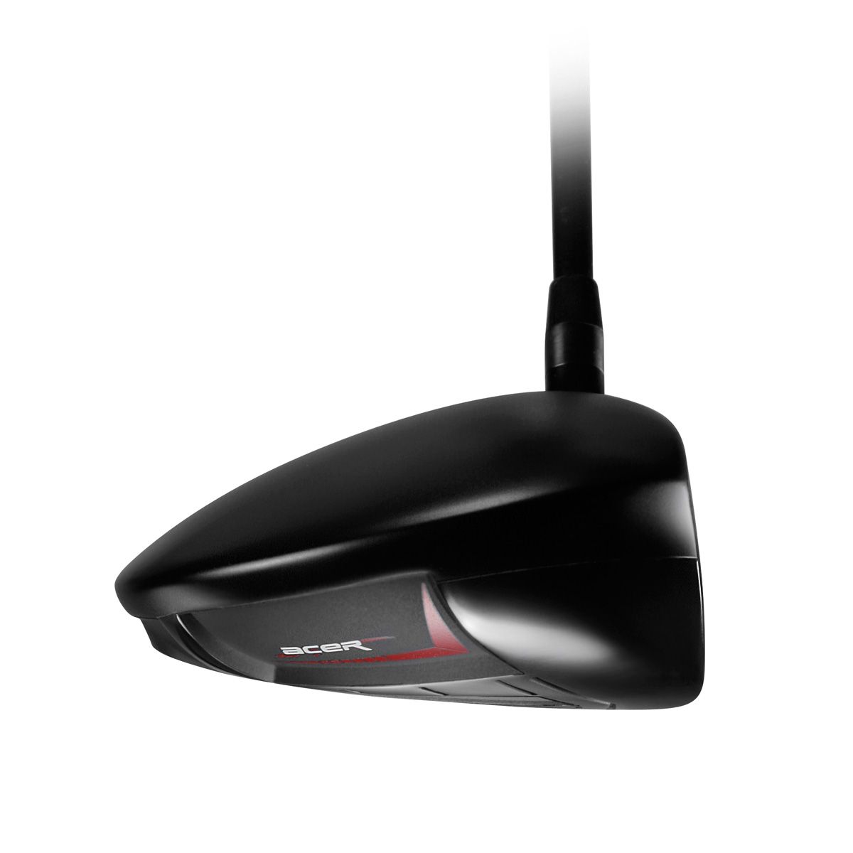 Acer SR1 LS low-spin driver seen from the toe, showing the black crown and red sole accent