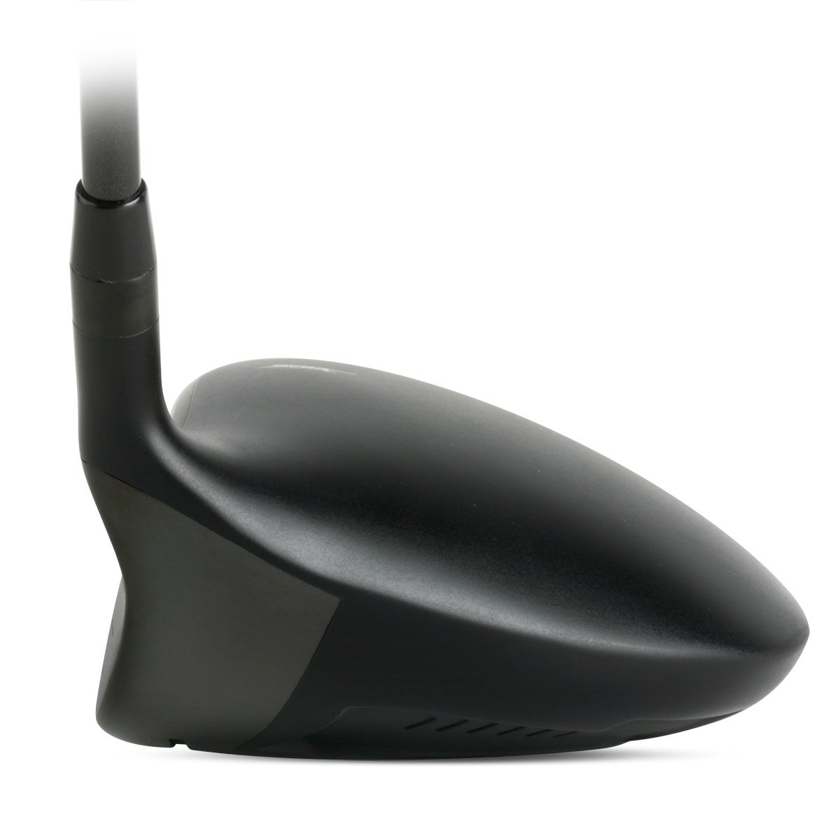 Acer XV Draw anti-slice driver seen from the heel, showing the matte black crown and offset hosel