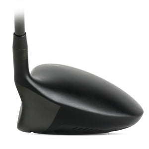 Acer XV Draw anti-slice driver seen from the heel, showing the matte black crown and offset hosel