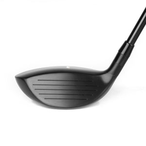 Acer XV fairway wood shown face-on, with a dark grooved hitting face and shallow profile