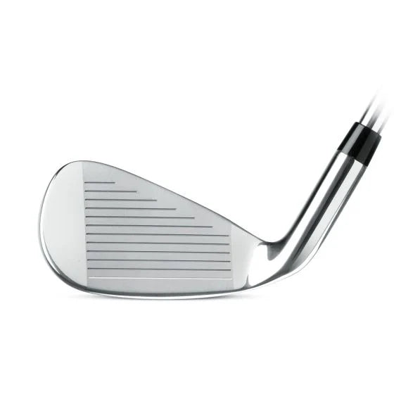 Acer XV HT iron clubhead shown face-on at address, with a chrome finish and a grooved hitting face