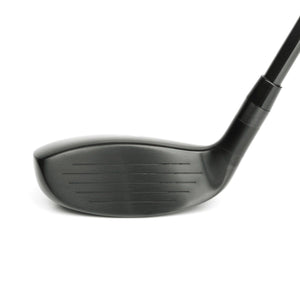 Acer XV hybrid clubhead shown face-on, with a dark grooved hitting face and a shallow rounded profile