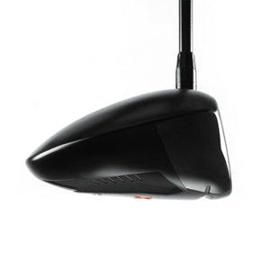 Acer XV Ultimate Thriver seen from the toe, showing the compact black head and orange XV sole accent