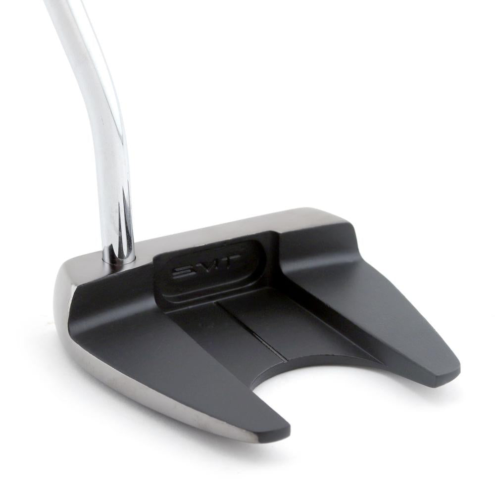 SMT Dead Eye Armlock putter, 3/4 view from behind showing the black winged mallet head