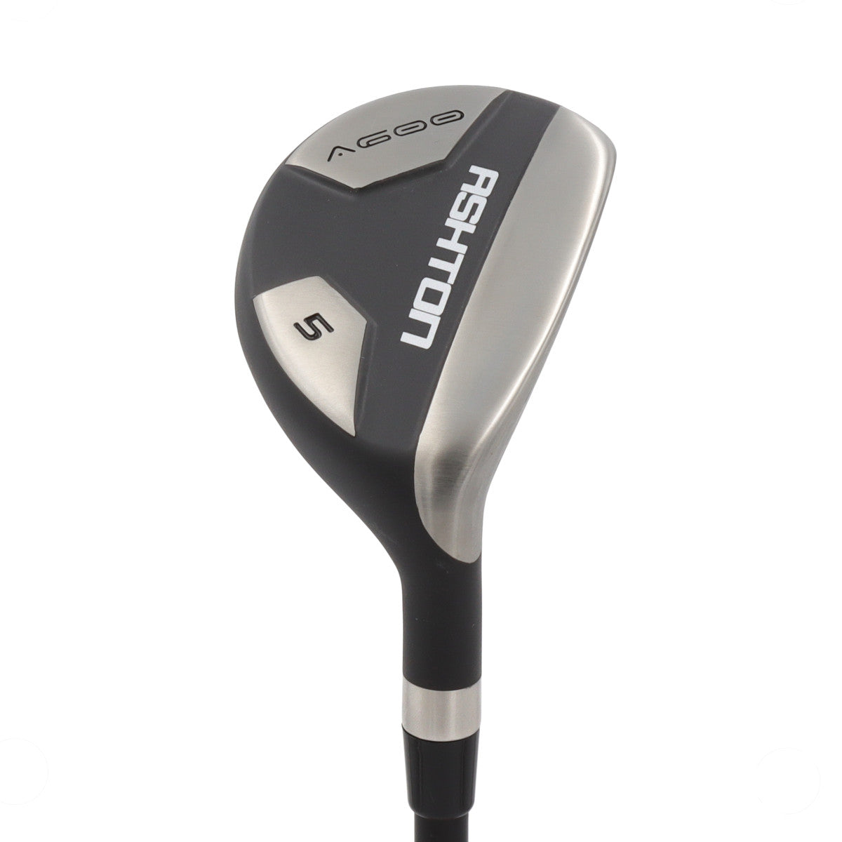 Ashton A600 hybrid head, sole view, showing the black and silver sole with the Ashton badge and A600 markings.