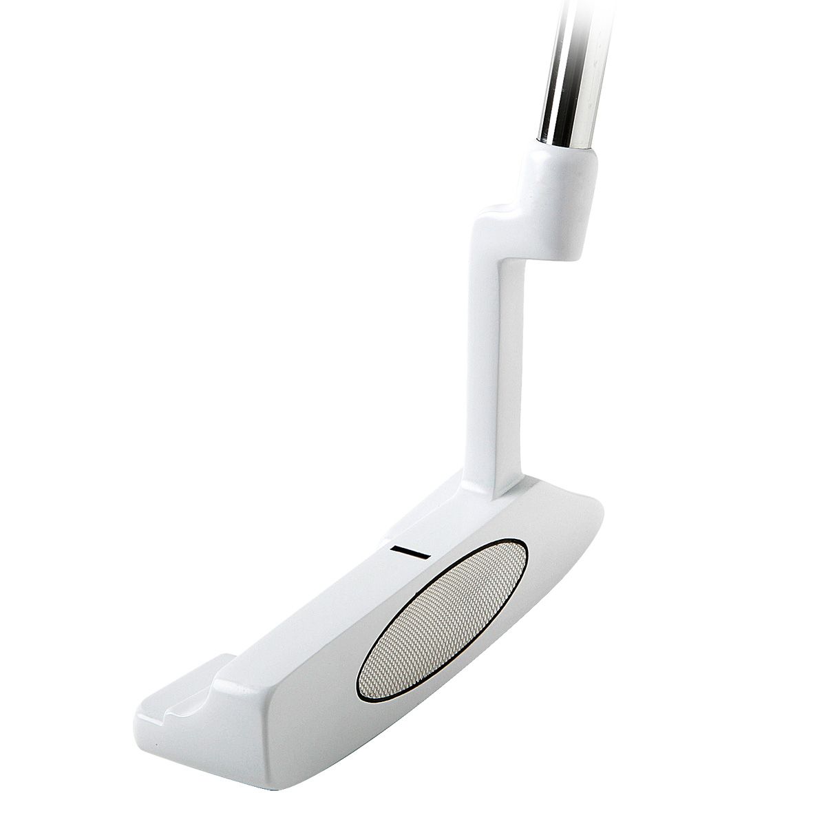 Bionik 101 Nano blade putter head in white seen from the toe, showing the slim blade profile and alignment line