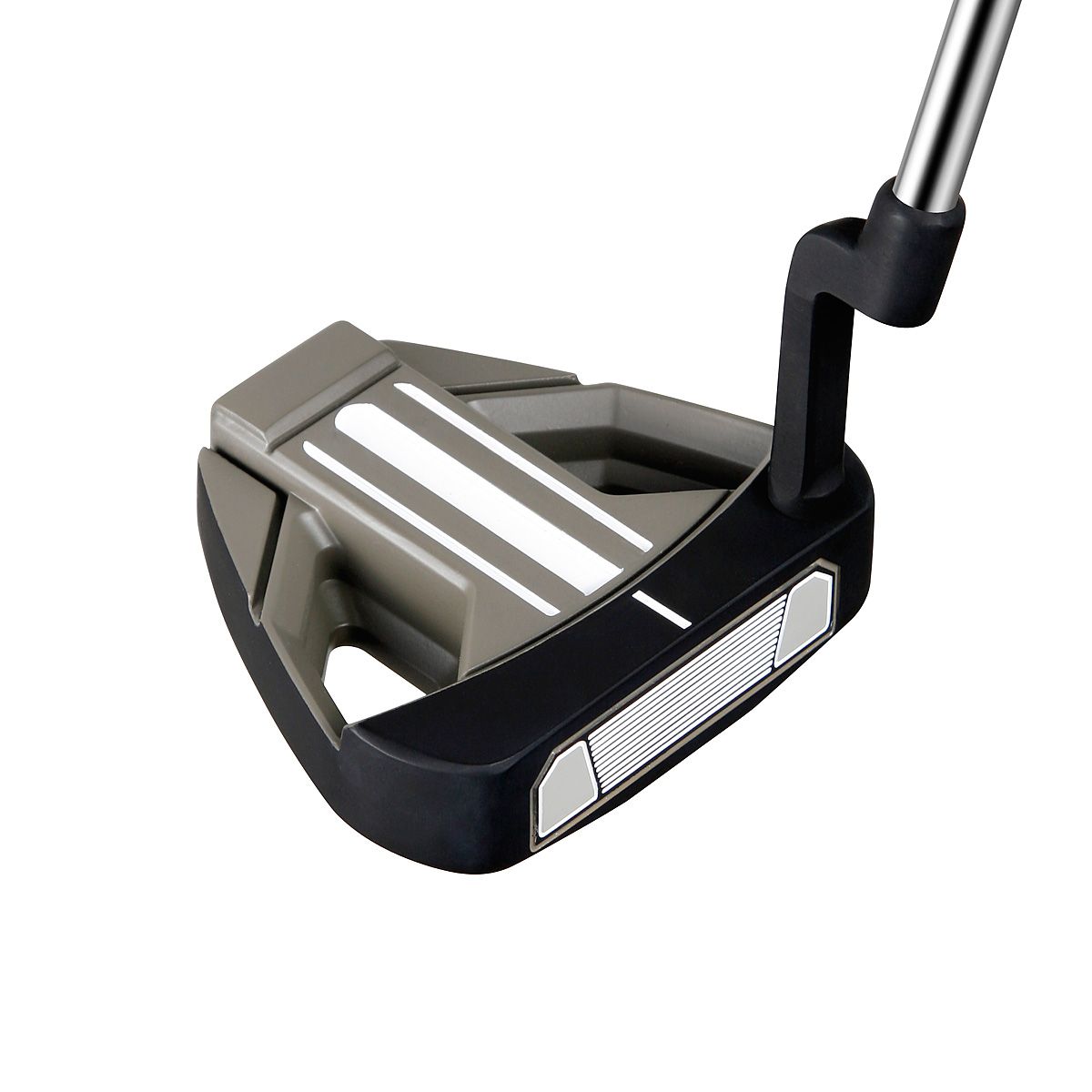Bionik 901 mallet putter head in black and champagne viewed from above at address, showing twin white alignment lines and a milled face insert