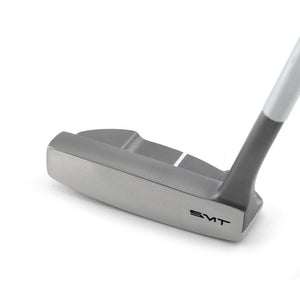 Front view of the SMT Dead Eye 4 putter's two-way milled stainless steel face