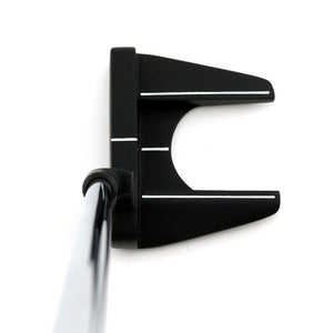 Black SMT Dead Eye 6 mallet putter seen from above at address with quad alignment lines