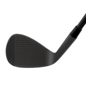 DTG Felon Rip Groove 2.0 wedge head in black finish, face view at address, showing the grooved face, leading edge and topline.