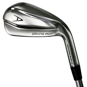 Dynacraft driving iron head, back view, showing the chrome hollow-body back with Driving Iron lettering.