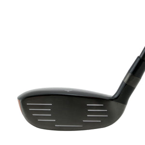 Grand Hawk XP-M hybrid clubhead shown face-on, with a dark grooved hitting face and a shallow rounded profile