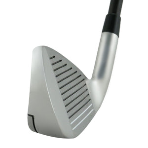 Grand Hawk XP-M iron clubhead viewed down the toe, showing the satin sole profile and topline