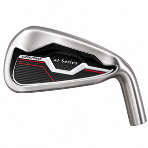 Heater AI-Series cavity-back iron clubhead viewed from behind, with a chrome frame around a black cavity insert with red accents and AI-Series lettering