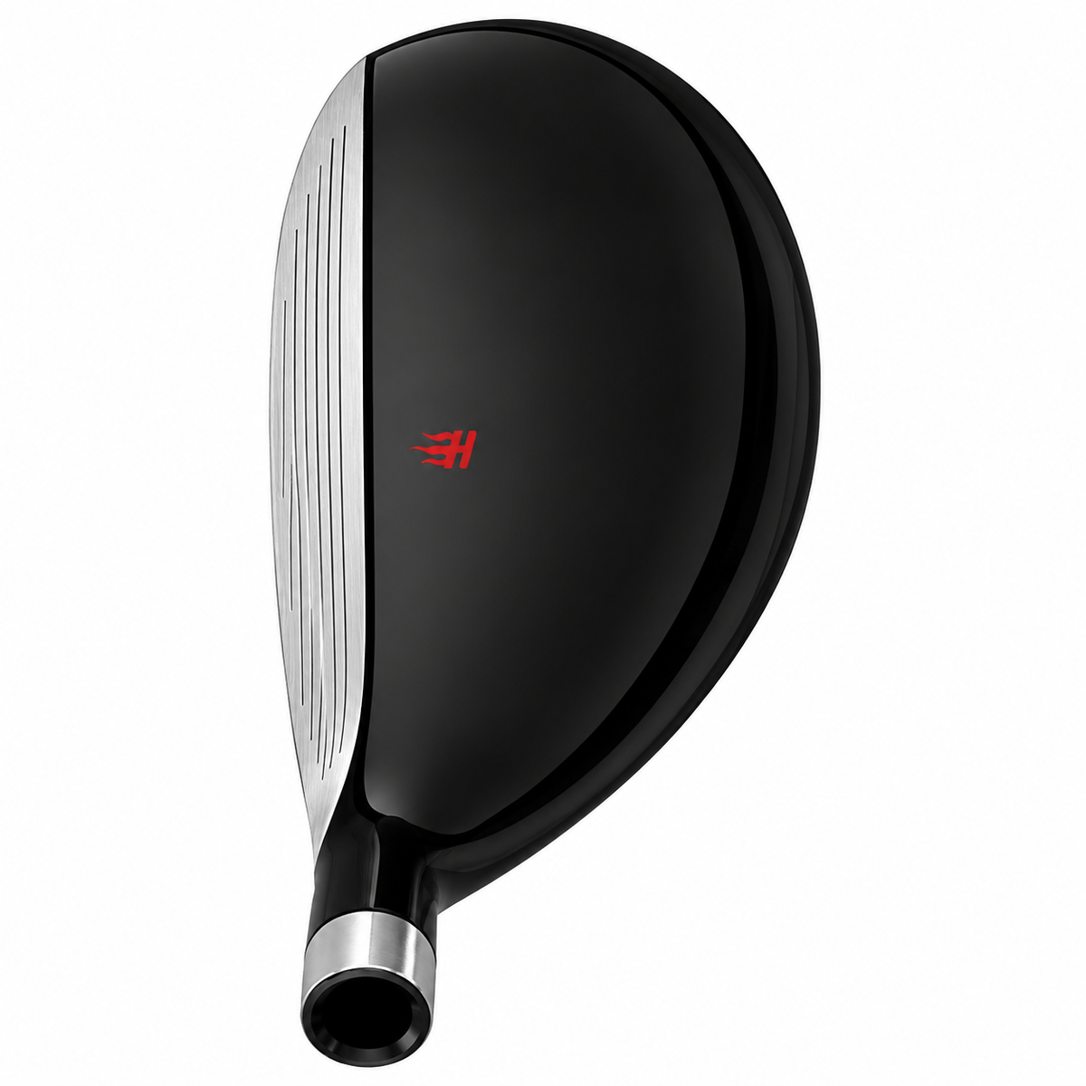 Heater B6 hybrid crown, a glossy black teardrop shape with a small red alignment mark