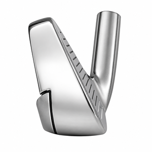 Heater B6 iron clubhead viewed down the toe, showing the chrome sole profile and topline
