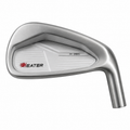 Heater H-9BC iron clubhead viewed from behind, with a brushed satin back carrying red Heater branding and H-9BC lettering