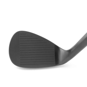 Inazone 3.0 CNC spin wedge head in black finish, face view at address, showing the grooved face, leading edge and topline.
