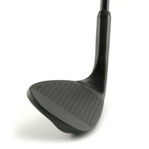 Inazone 3.0 CNC spin wedge head in black finish, toe view, showing the blade profile and sole grind from the toe side.