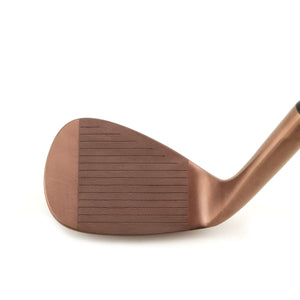 Inazone 3.0 CNC spin wedge head in copper finish, face view at address, showing the grooved face, leading edge and topline.