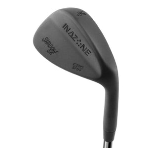 Inazone Shadow 2.0 CNC spin wedge head in dark gunmetal finish, back view, showing the blade back with the Inazone badge.